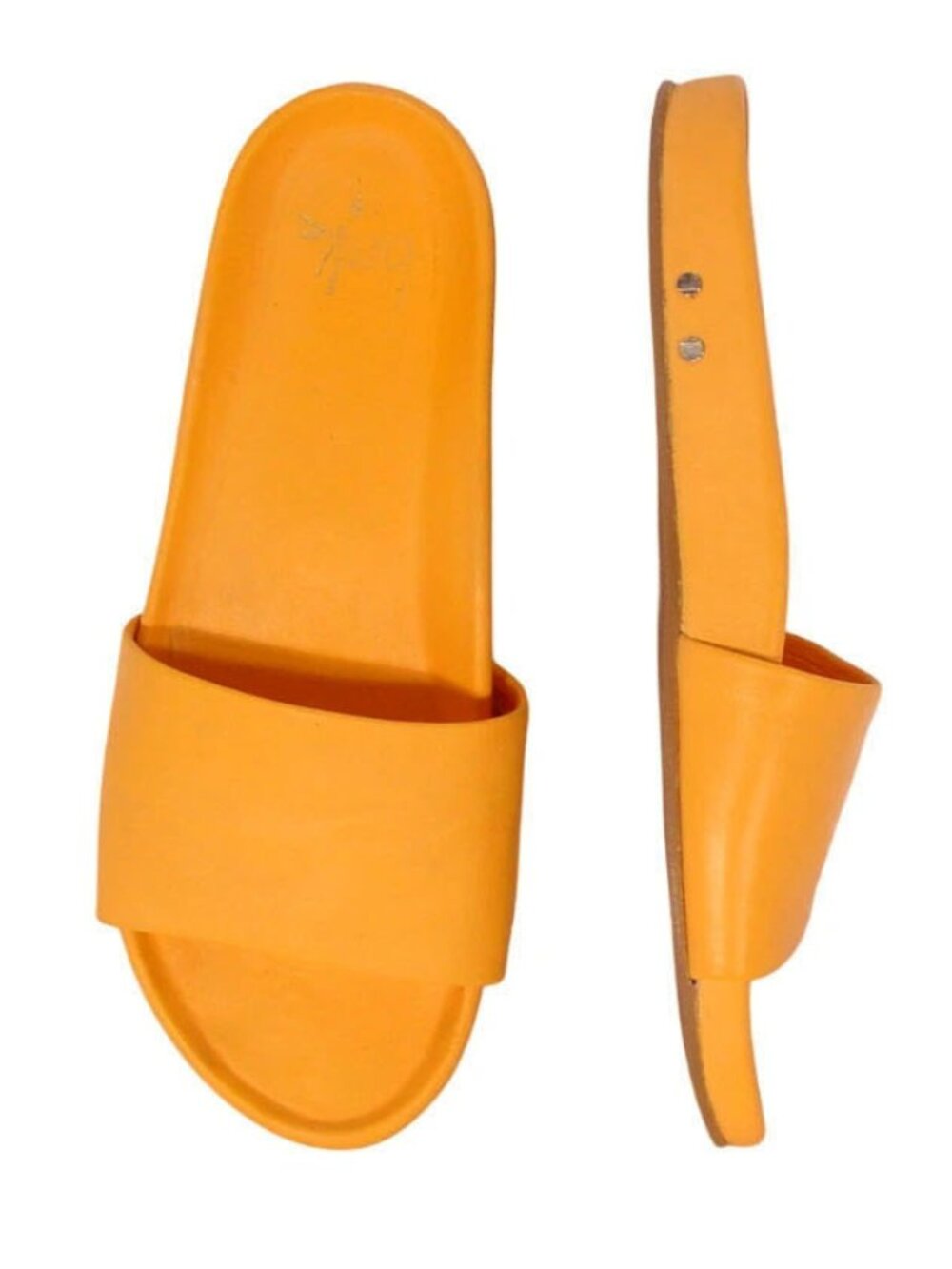 BEEK Gallito $280 Papaya Orange Leather Slide Sandals 9 - Made in MEXICO